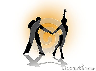Latin Salsa - Tango Dance Couple Cartoon Illustration