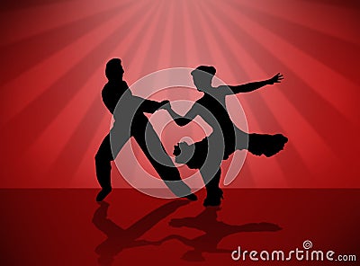 Latin Salsa - Tango Dance Couple Cartoon Illustration