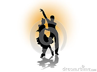 Latin Salsa - Tango Dance Couple Cartoon Illustration