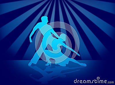 Latin Salsa - Tango Dance Couple Cartoon Illustration