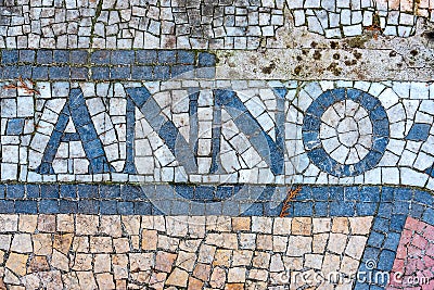 The latin word anno with mosaic stones Stock Photo