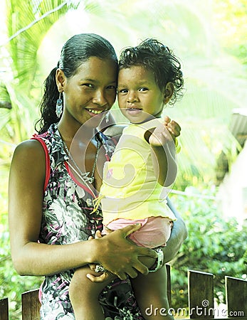 latina woman mother with baby daughter Editorial Stock Photo