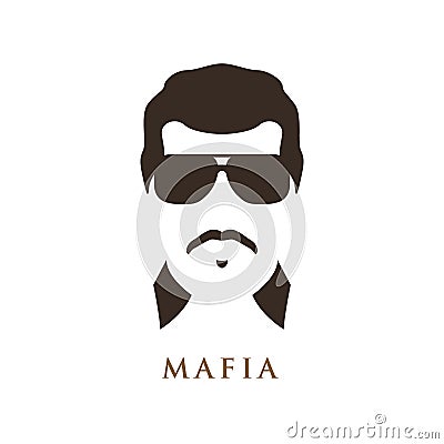 Latino man with mustache, wearing dark sunglasses. Vector Illustration