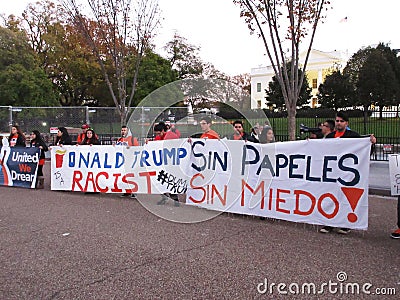 Latino Protesters Bearing Banners Editorial Stock Photo