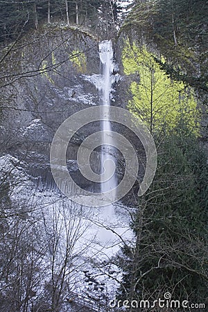 Latourell Falls Frozen Stock Photo