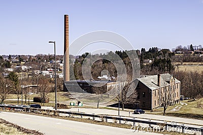 Latrobe, Pennsylvania, USA 3/23/2019 The boiler plant and machine shop on the campus of St Vincent College Editorial Stock Photo