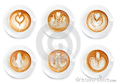 Latte art coffee isolated on white background Stock Photo