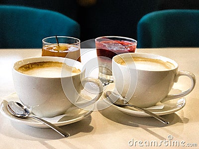 Latte and chia pudding Stock Photo