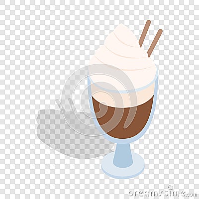 Latte coffee with cinnamon stick isometric icon Vector Illustration
