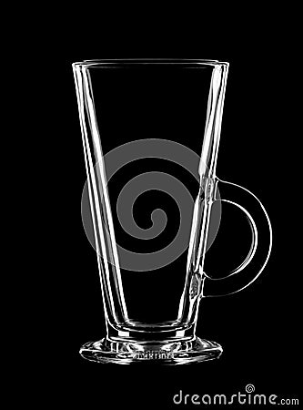 Latte glass cup silhouette - isolated on black background Stock Photo