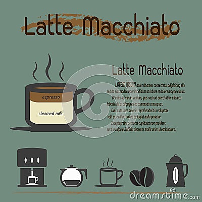 Latte Macchiato Coffee Vector Illustration