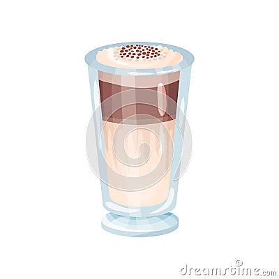 Latte macchiato layered coffee glass cartoon vector Illustration Vector Illustration