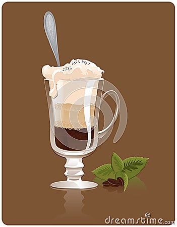 Latte with mint Vector Illustration