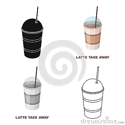 Latte for take-away.Different types of coffee single icon in cartoon style vector symbol stock illustration web. Vector Illustration