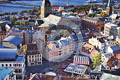 Latvia: Birdseye view of Riga Editorial Stock Photo