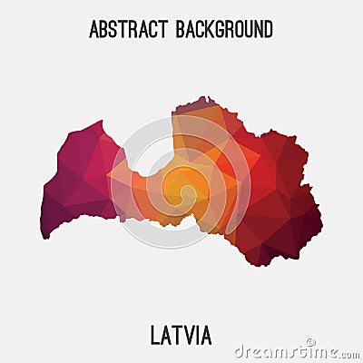 Latvia map in geometric polygonal,mosaic style. Vector Illustration