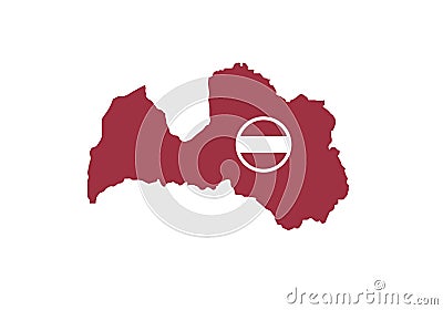 Latvia outline map country shape state borders national symbol flag Vector Illustration