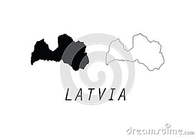 Latvia outline map national borders Vector Illustration