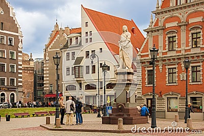 Latvia. Riga. Roland statue Editorial Stock Photo