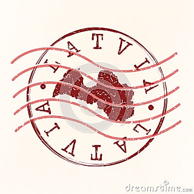 Latvia Stamp Postal. Map Silhouette Seal. Passport Round Design. Vector Icon. Design Retro Travel. Vector Illustration