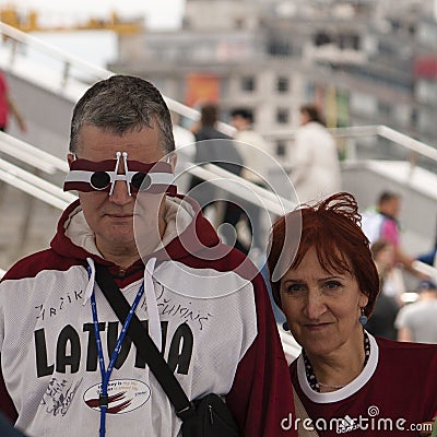 Latvian Fans near Minsk Arena Editorial Stock Photo