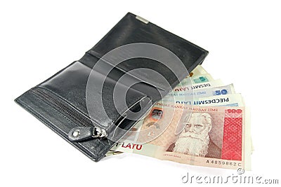 Latvian money in the wallet Stock Photo