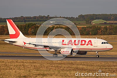 LAUDA Motion taxiing on Schwechat Airport Editorial Stock Photo