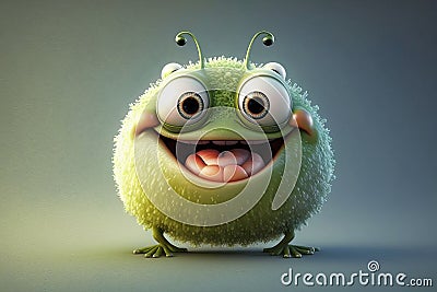 ail animationMeet Super Happy Smile, the Cutest Comical Frog in High-Detail Animation! Stock Photo