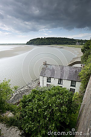 Laugharne, Wales, UK, July 2014, a view of Dylan Thomas boathouse Editorial Stock Photo