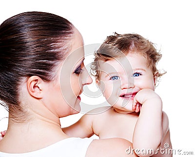 Laughing baby and mom Stock Photo