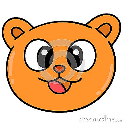 Laughing bear head emoticon, doodle icon image Vector Illustration