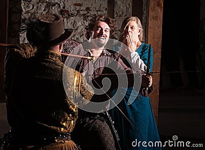 Medieval Hero Swordfighting Stock Photo