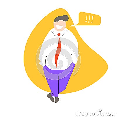 The laughing businessman stands in the office Vector Illustration