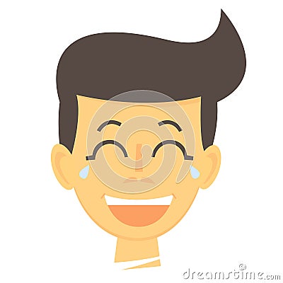 Laughing cartoon boy. Happy boy face icon. Laughing boy isolated. Vector Illustration. Vector Illustration