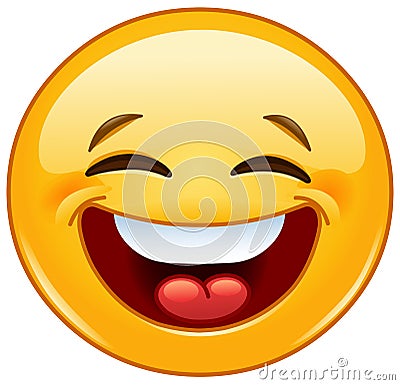 Laughing with closed eyes emoticon Vector Illustration