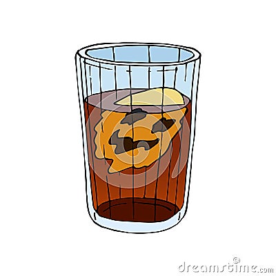 A laughing drink. Strong tea with a smiling face. Vector Illustration