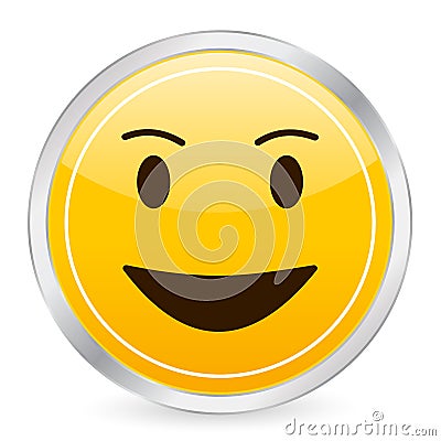 Laughing face yellow circle ic Vector Illustration