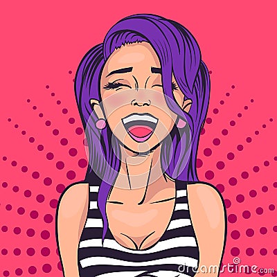 Laughing girl. comics. vector cartoon illustration Cartoon Illustration