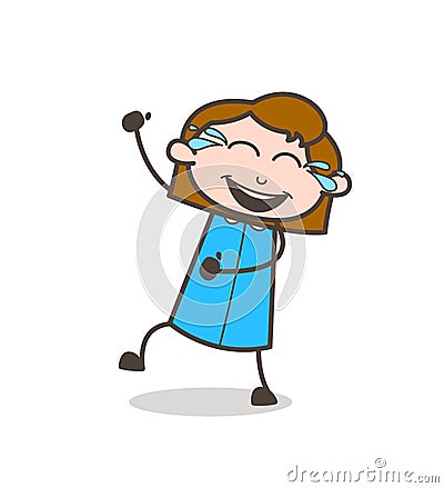 Laughing Girl with Tears of Joy Vector Stock Photo