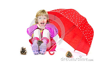 Laughing girl with umbrella Stock Photo