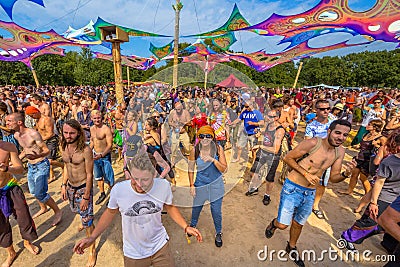 Laughing happy party people on the dance floor Editorial Stock Photo