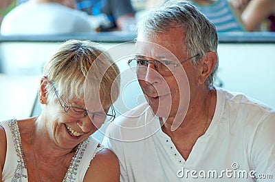 Laughing at a joke Stock Photo