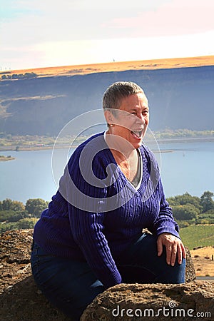 Laughing Older Woman Stock Photo