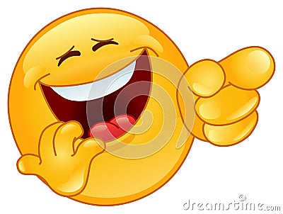 Laughing and pointing emoticon Vector Illustration
