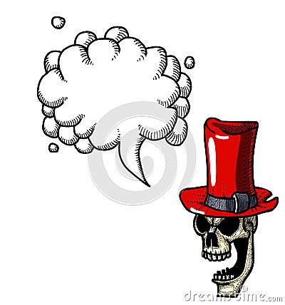 Laughing skull in top hat-100 Vector Illustration