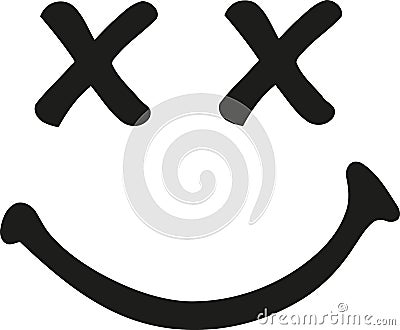 Laughing smiley with crossed eyes Vector Illustration