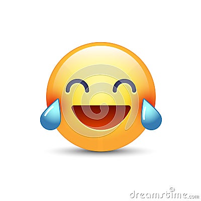 Laughing smiley with Tears of Joy. Happy cartoon emoticon. Emoji face laugh and crying Vector Illustration