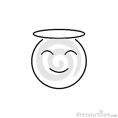 laughing, smiling angel line icon on white background Stock Photo