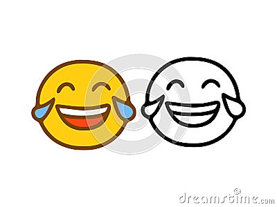 Laughing to tears emoticon in doodle style Stock Photo