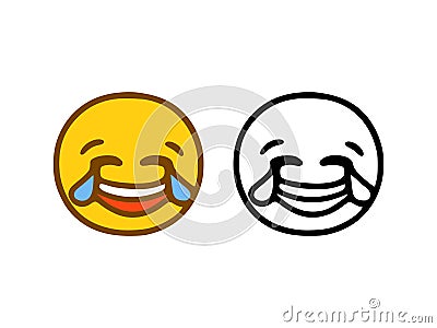 Laughing to tears emoticon in doodle style Stock Photo